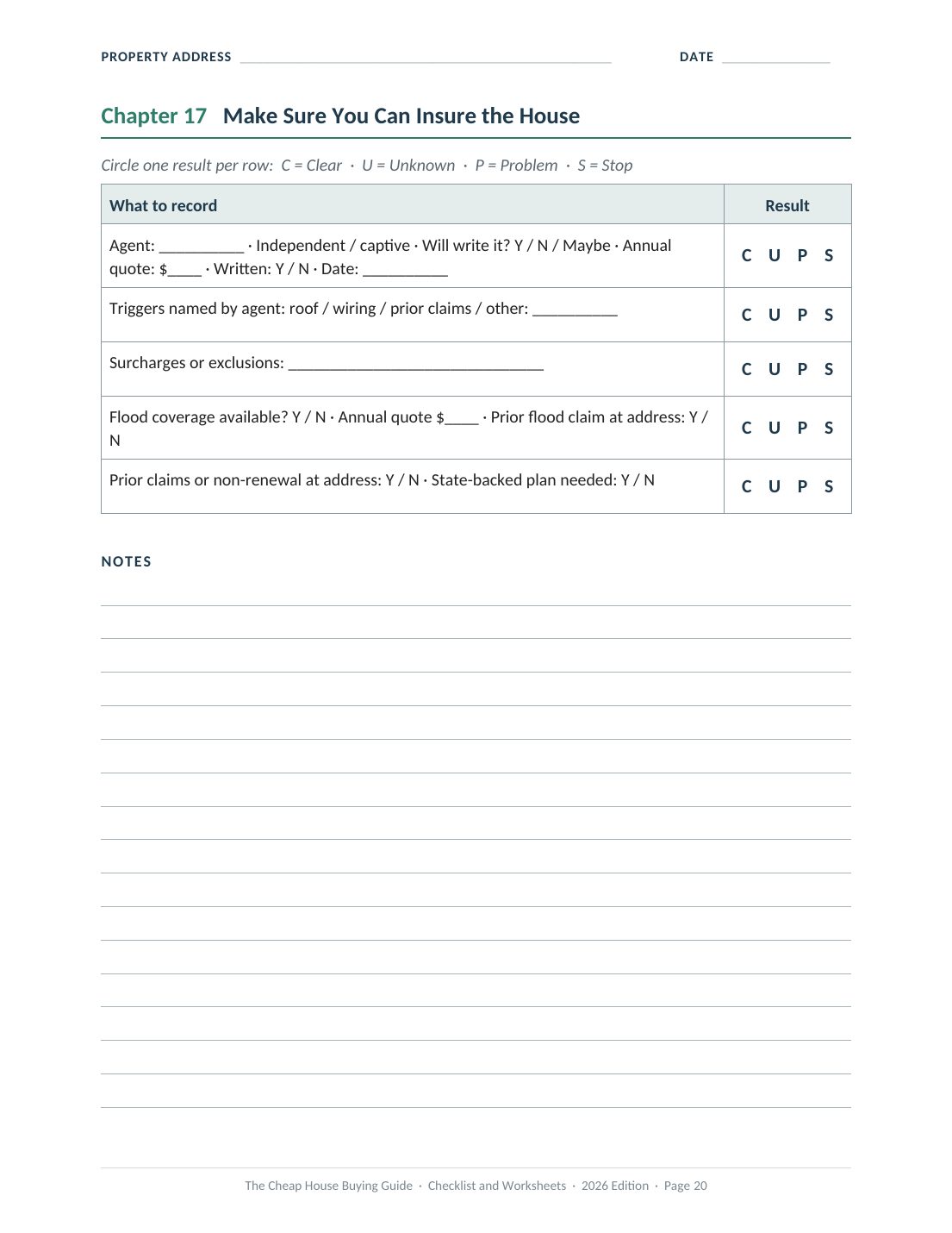 Checklist worksheet for chapter 17
