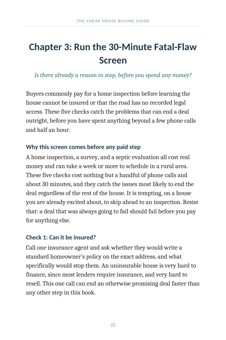 Guide chapter 3, the 30-Minute Fatal-Flaw Screen