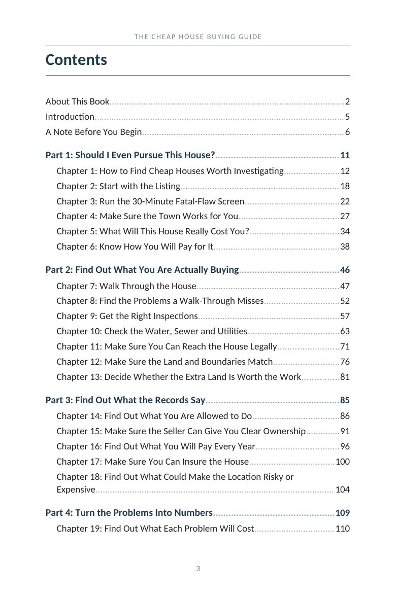 Guide contents page